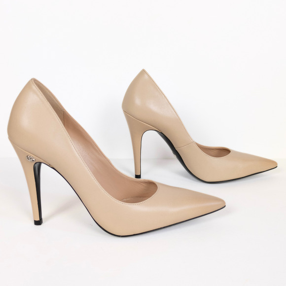 GUCCI Anita Pointed Toe Pumps 105mm Malaga Kid Leather in Powder Women's 37.5 - Picture 4 of 9